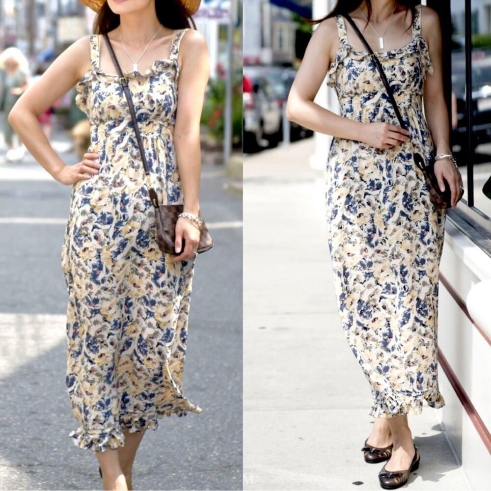 Anthropologie Moulinette Soeurs Silk Ruffle Maxi Dress